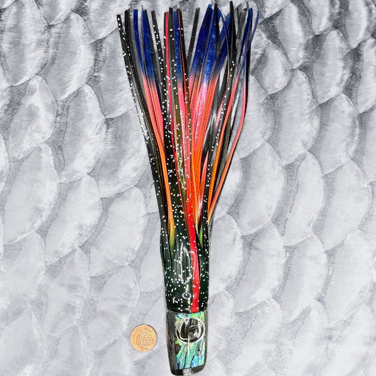 9in Abyssal Slant Trolling lure color #6 Paua Panic