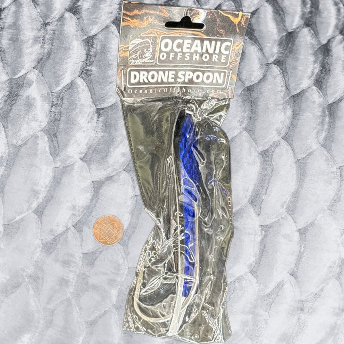 55 Blue on Silver Drone Spoon