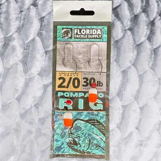 2/0 Circle Hook Pompano Rig (2 HOOK) ORANGE / WHITE