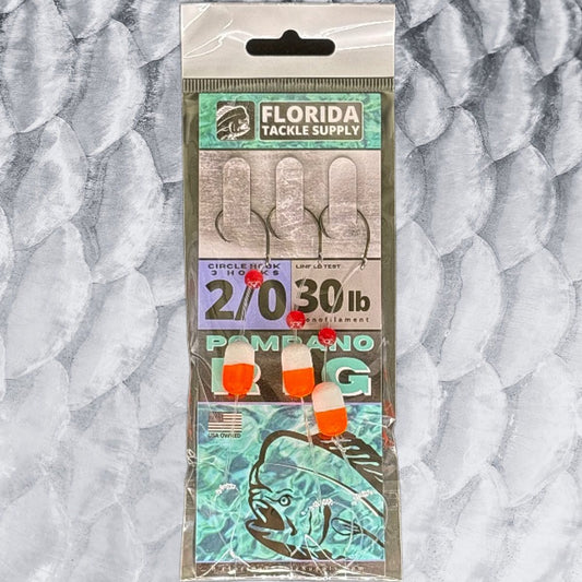 2/0 Circle Hook Pompano Rig (3 HOOK) ORANGE / WHITE